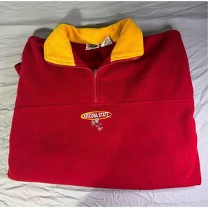 VTG Arizona State Sun Devils Pro Edge Fleece Jacket Mens Size XL Red 1/4 Zip